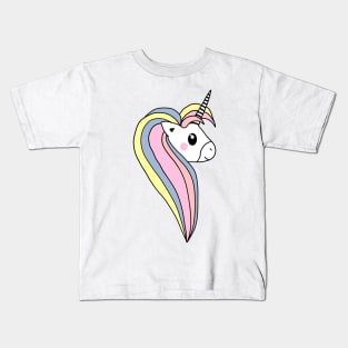Cute Colorful Pink Unicorn Head with Pretty Mane Kids T-Shirt